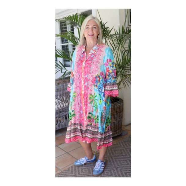 Suzie Boho Dress - Coral Cyan Tropica