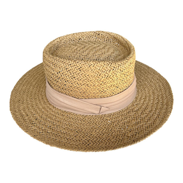 Brown Weaved Hat - Light Brown Band