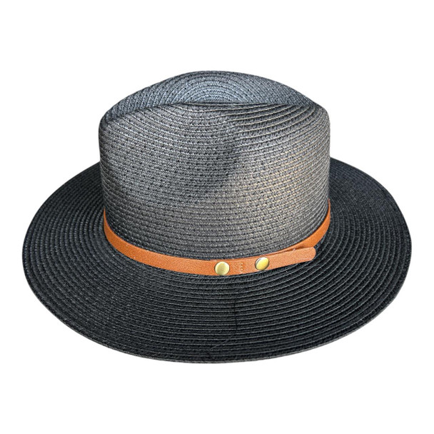 Black Two Gold Dot Brown Band Hat