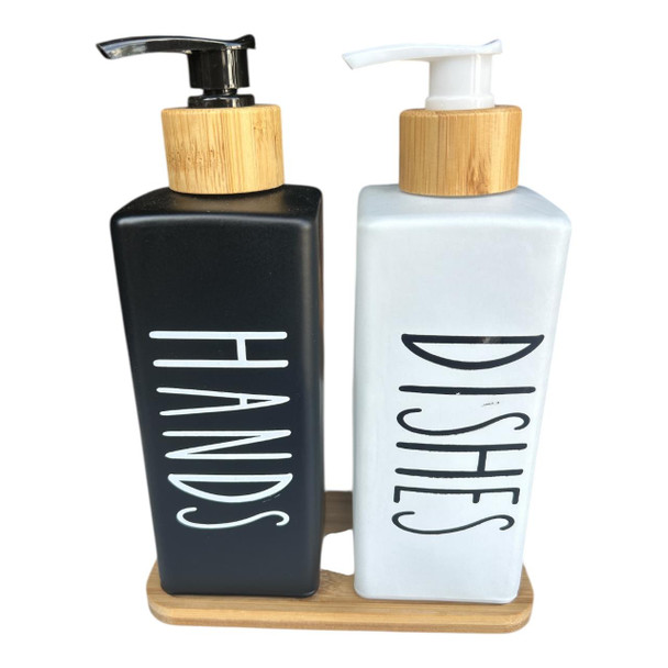 Wash Up bottle Set - Square Black And White