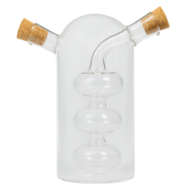 Swirl Glass Oil & Vinegar Bottle - Dual Chamber
