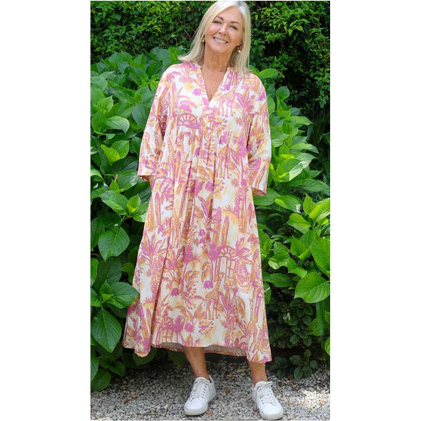 Front Pleat Dress / Blush Garden