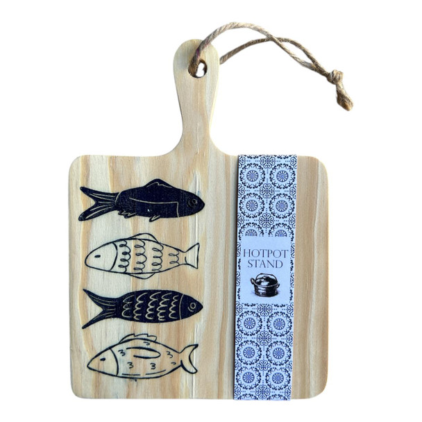 Hotpot Stand Wall Decor Square - Vintage Blue Fish