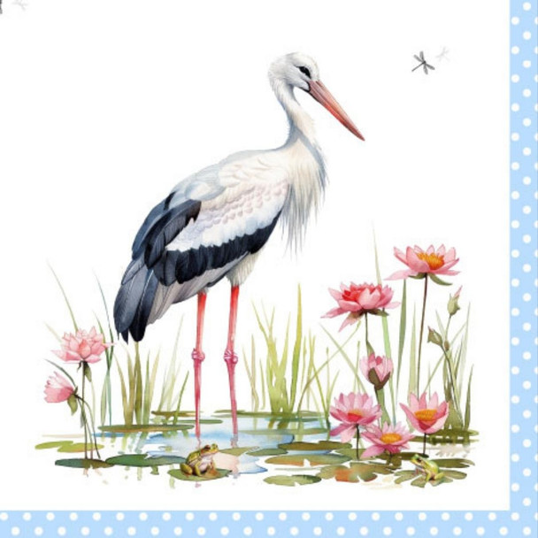 Serviette - Stork & Frogs Blue (33x33cm)