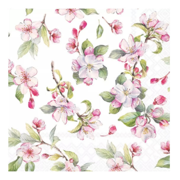 Serviette - Spring Blossom White (33x33cm)