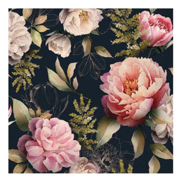 Serviette - Peonies Composition Black (33x33cm)