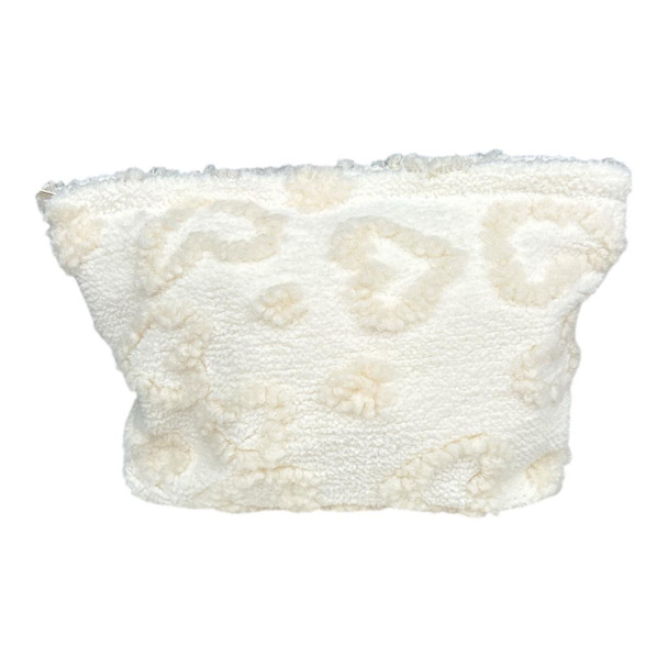 White Beige Hearts Make Up Bag