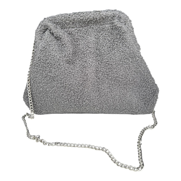 Soft Textured Shoulder Bag - Dark Grey