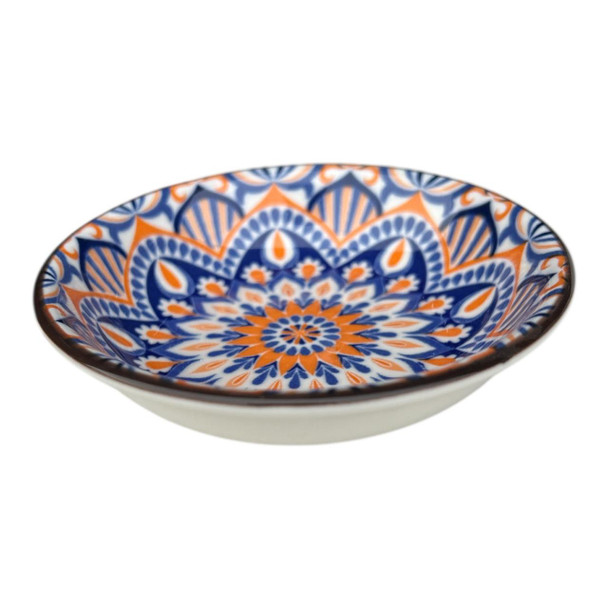 Sunfire Mandala Small Ceramic Flat Bowl 10cmw