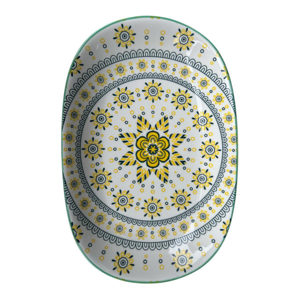 Sunflower Medallion Oval Shallow Bowl