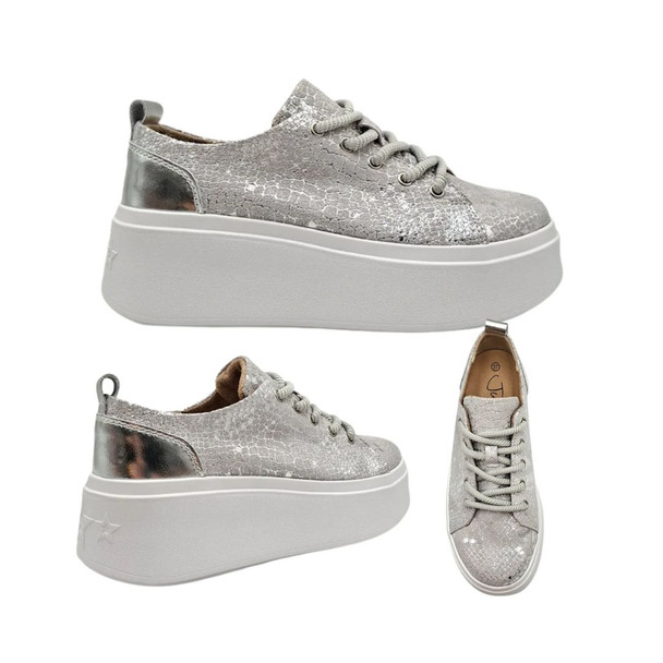 Bari Platform Sneaker / Silver Snake