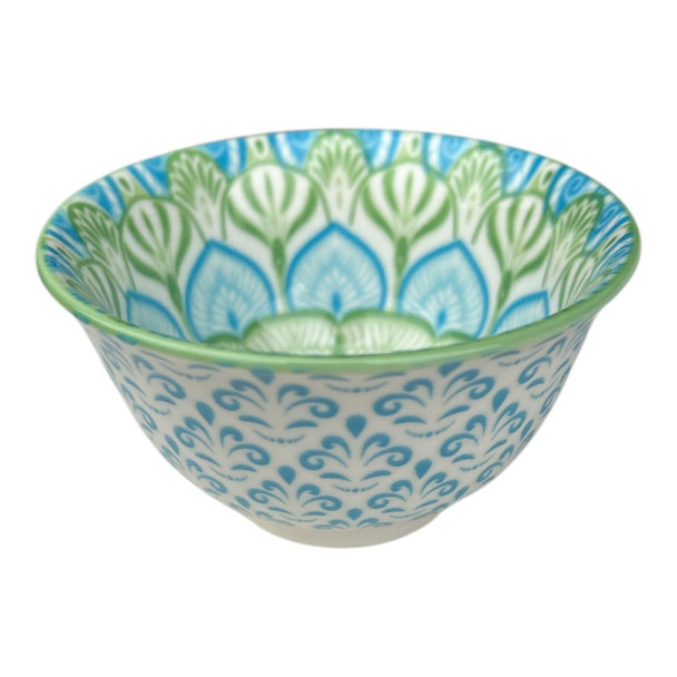 Blue Green Flower Tiny Ceramic Bowl
