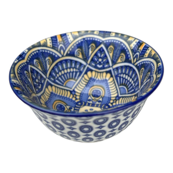 Blue And Yellow Mandala Tiny Ceramic Bowl