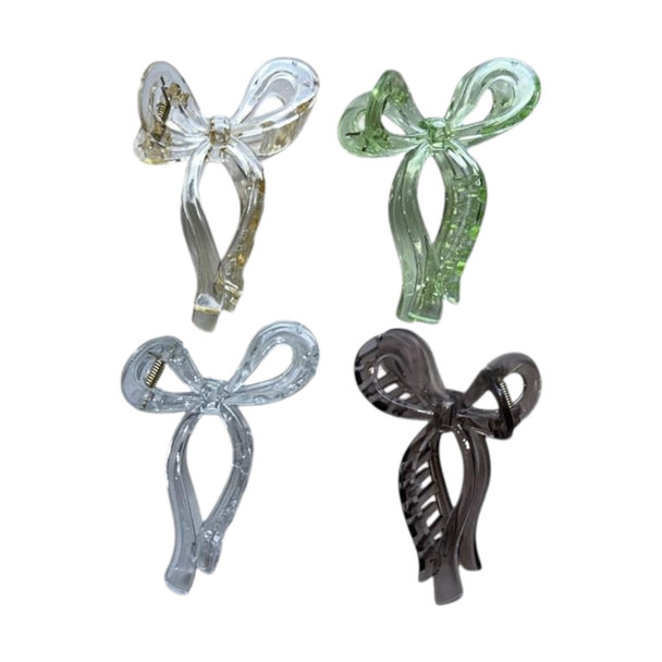 Transparent Bows Hair Claws Assorted