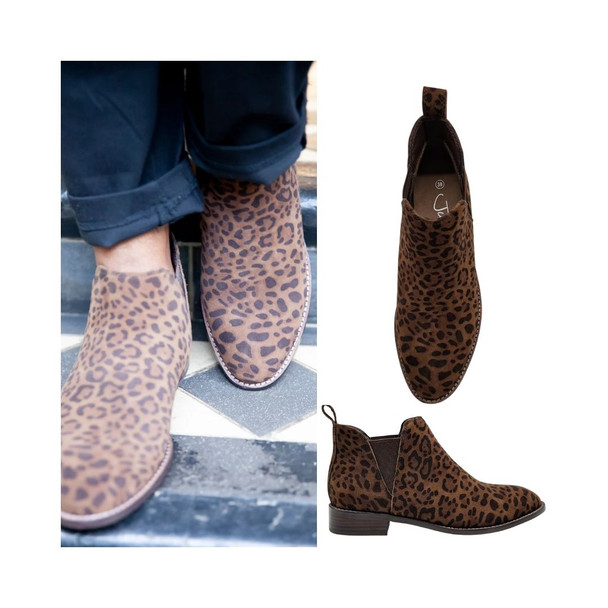 Aria Leather Ankle Boot / Mocha Leopard