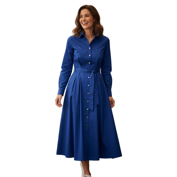 Cobalt Cotton Pintuck Dress