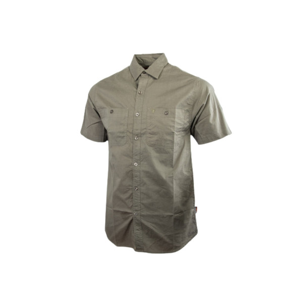 Wildebees Mens Plain Poplin S/S Shirt - Olive