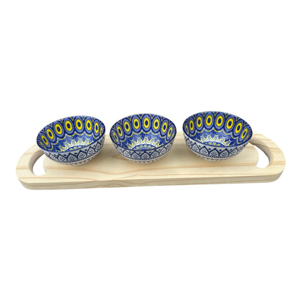 Bon Appetite Platter - Yellow Blue Mandala