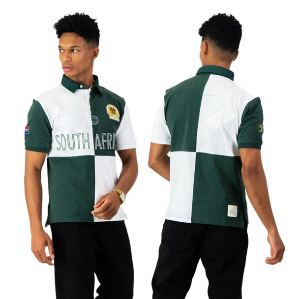 SA Supporters Quartered SS Rugby Jersey / OS Green White