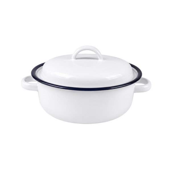 Enamel Veg Dish 20cm Handle + Lid