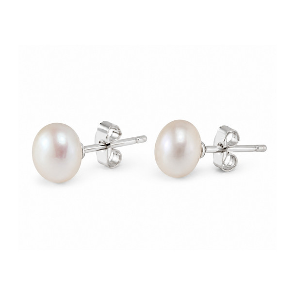 7mm Freshwater Pearl - Off White Stud Earrings