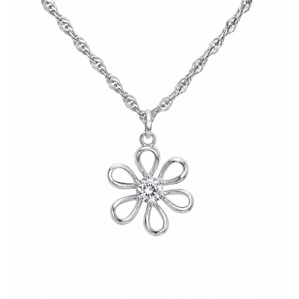 Cubic Flower Necklace - Thick Chain