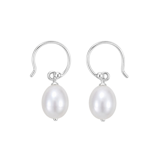 Curved Dangle Pearl Earring