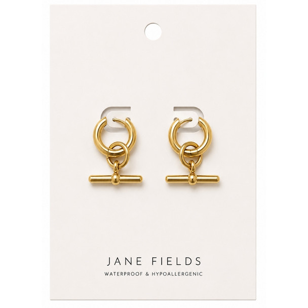 Gold T-Bar Hoops