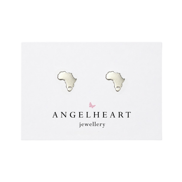 Earring Stud / Africa With Heart / Silver