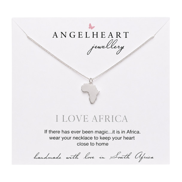 Flat Africa Silver Charm on Silver Chain
