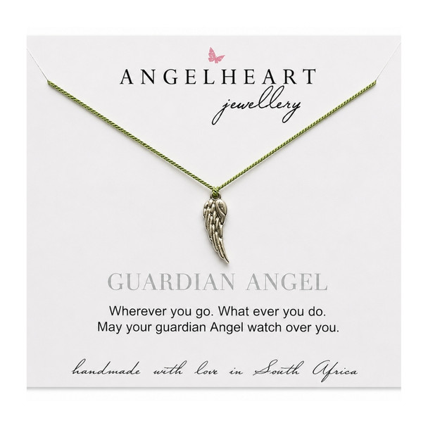 Single Angelwing Necklace / Green Silk