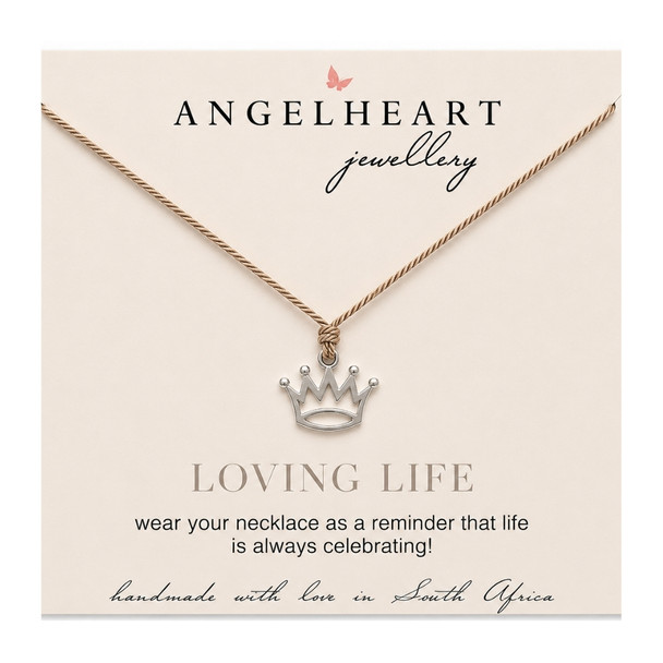 Crown Necklace On Beige Silk