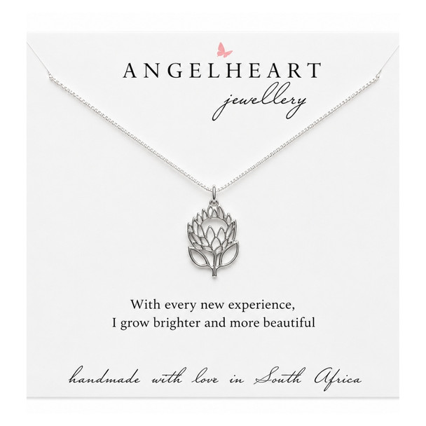 Open Protea Silver Chain Necklace