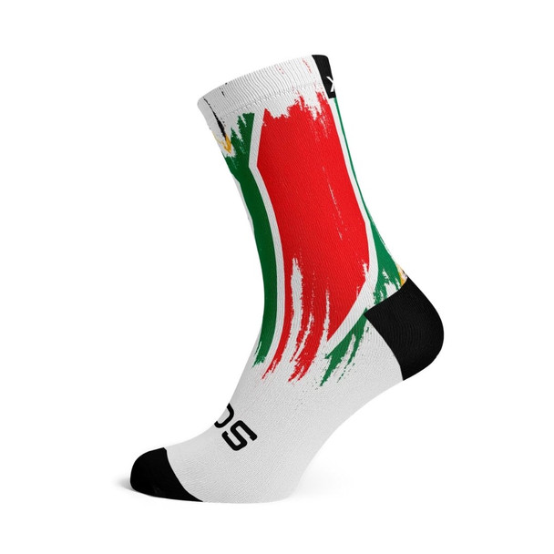 SA Flag Splash White Crew Socks