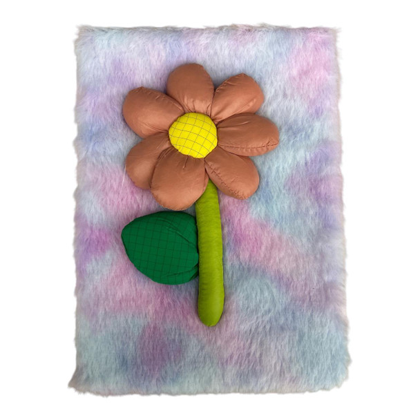A5 Notebook Tie-Dye Faux Fur Cover - Salmon Flower