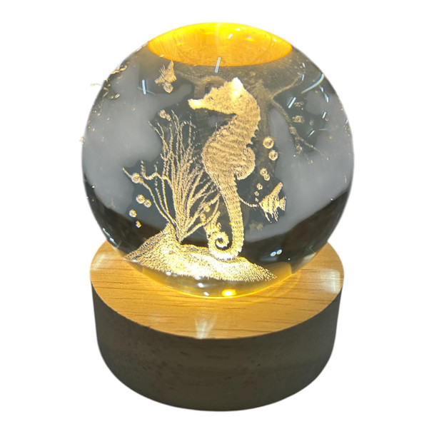 3D Crystal LED Light Globe 6cm - Seahorse