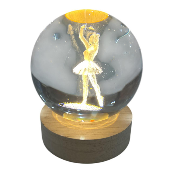 3D Crystal LED Light Globe 8cm - Ballerina
