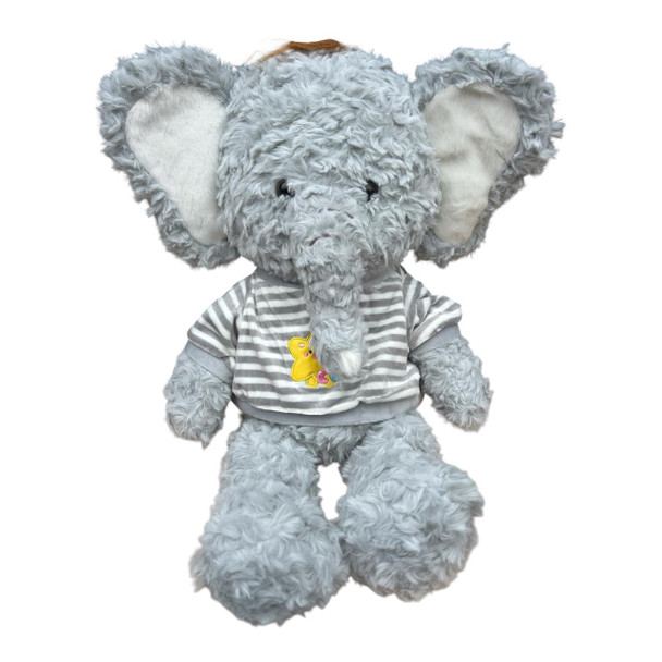 Plush Soft Toy 60cm - Grey Elephant Grey Striped Shirt