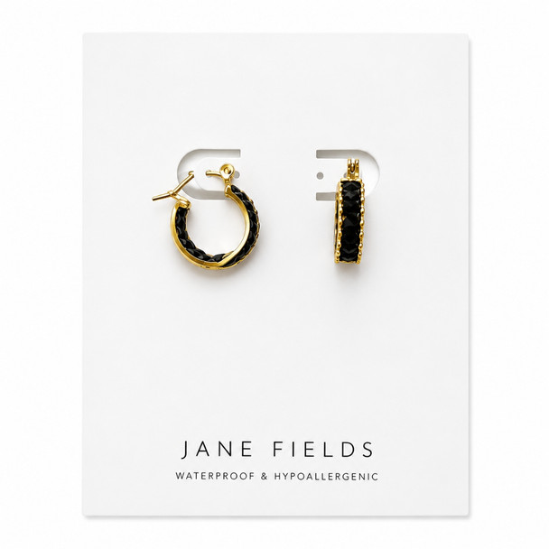 Black Crystal Baquette Hoops