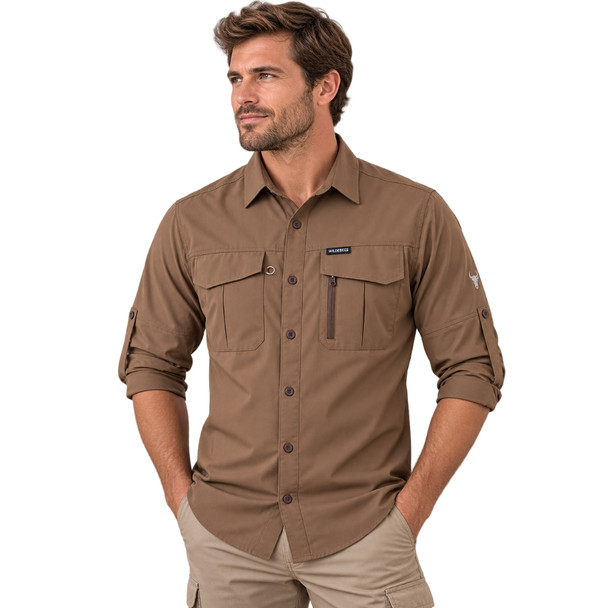 Moisture Wick Stretch L/S UPF40 Shirt / Wood