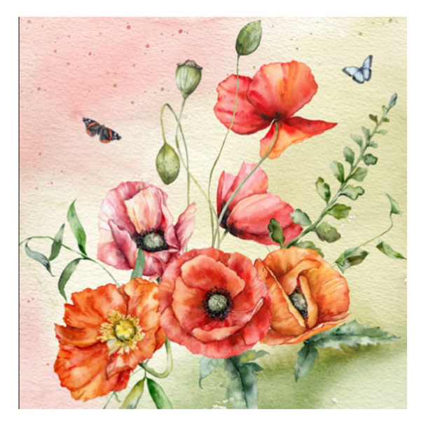 Serviette - Bouquet of Poppies (33x33cm)
