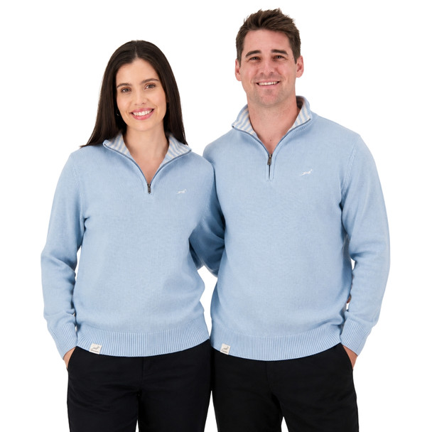 Springboks Premium Quarter Zip Knit / Skyway