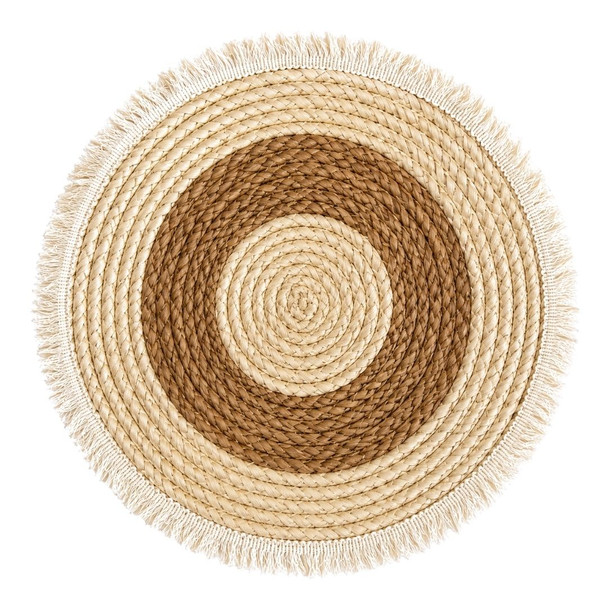 Two-Tone Fringed Woven Placemat 38cm