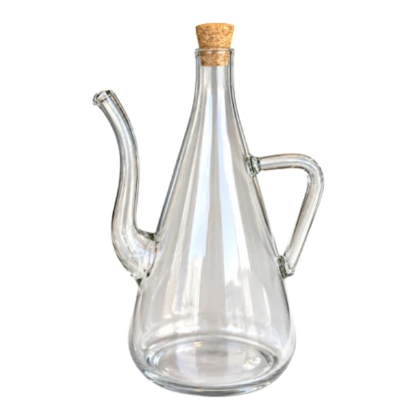 Clear Glass Oil Pot 500ml with Cork Stopper