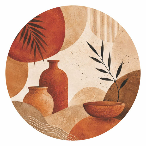 Disposable Round Placemat 24Pc - Boho Vase