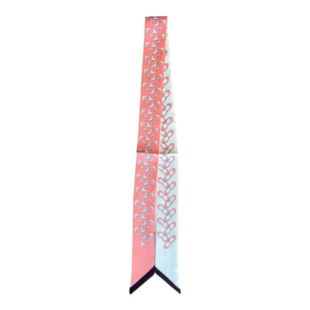 Coral & Sky Blue Chain Thin Twilly Scarf