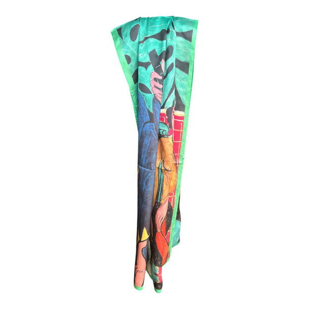Artistic Musician & Tropical Leaves Silk Scarf