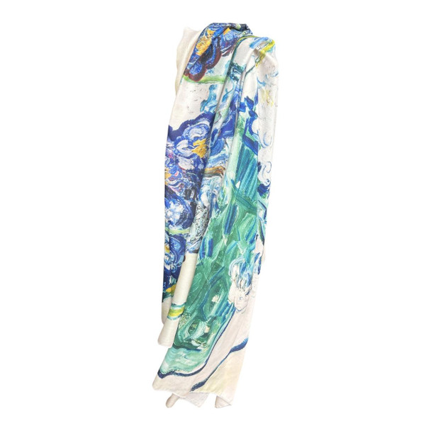 Blue Floral Still Life Cashmere & Silk Scarf