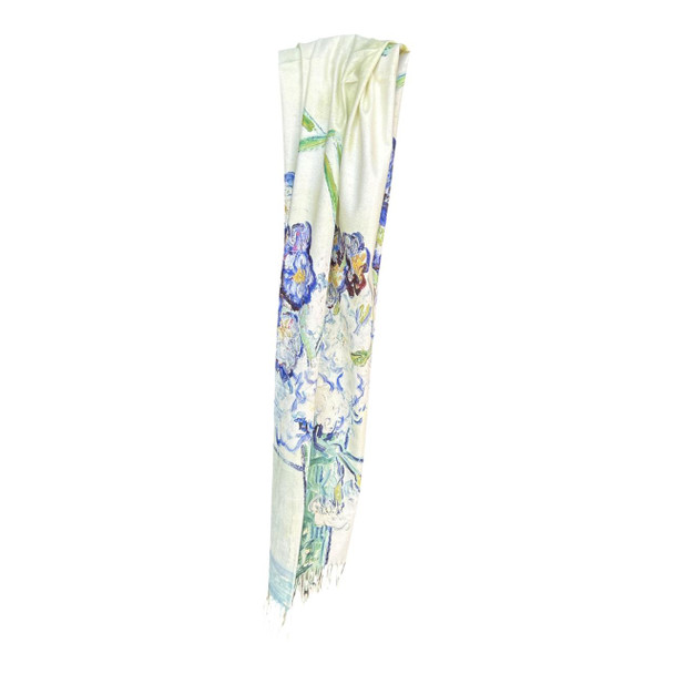 Blue Irises in Glass Vase Cashmere Scarf