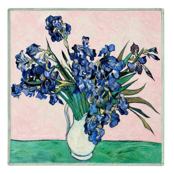 Blue Irises in White Vase Polyester Square Scarf